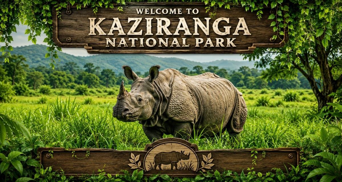 Welcome to Kaziranga National Park sign